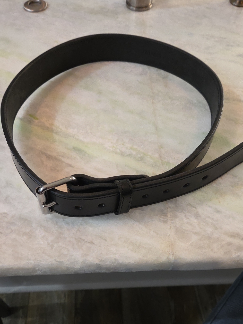 Hank's 100 Years Men's Black Leather Belt with Polished Silver Buckle